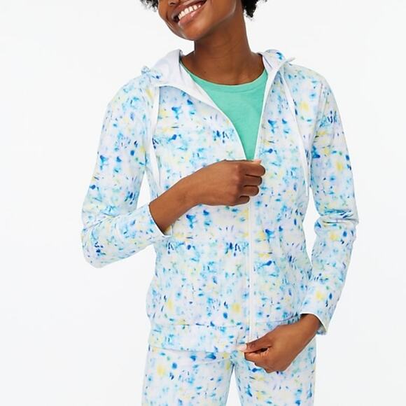 J. Crew Factory - Blue Multicolor Full-zip Long Sleeve Active Hoodie - Small - Picture 3 of 6